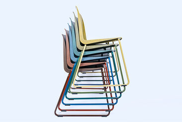 Stack of colorful chairs