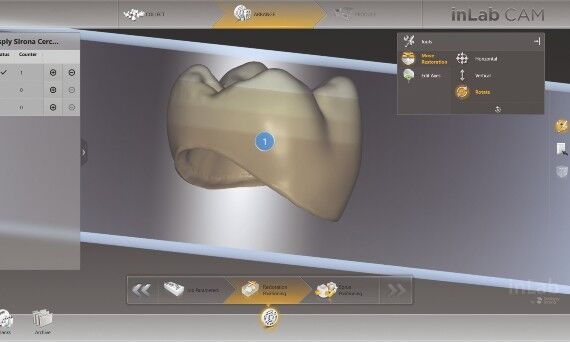 Horizontal positioning with inLab CAM Software
