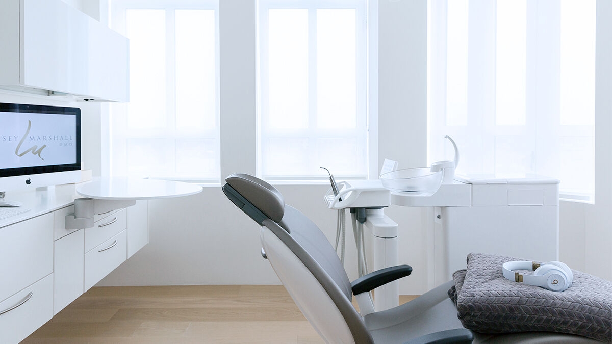 Dental treatment center in a practice.