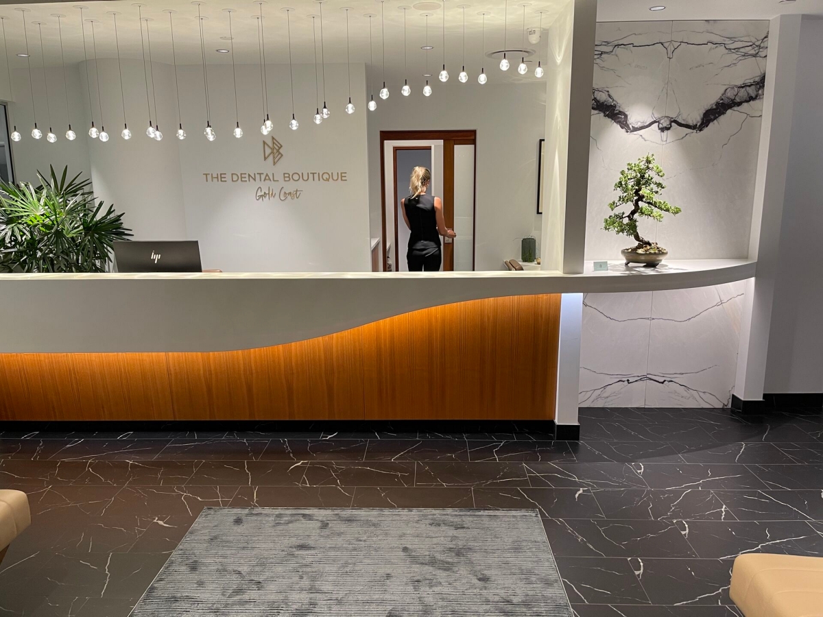 The front desk of a dental practice.