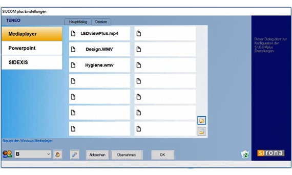 Media library displayed via the Siucom plus software