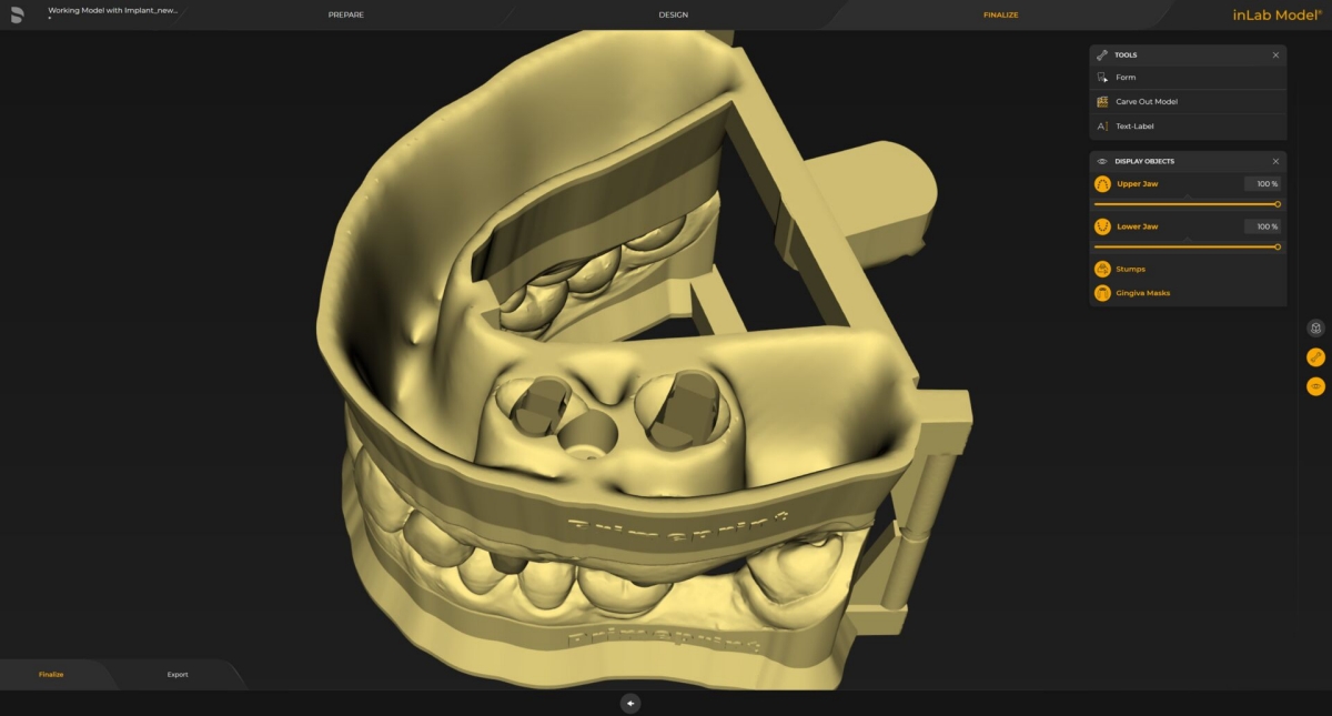 inLab CAD Software, Export of virtual data model