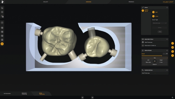 Horizontal positioning with inLab CAM Software