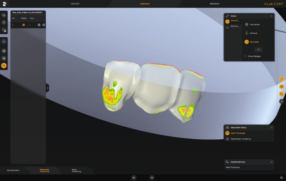 Positioning with inLab CAM, consideration of workpiece status