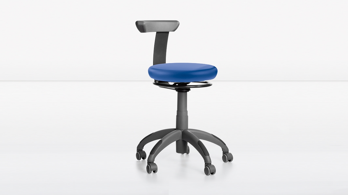 Carl dental stool in sapphire from Dentsply Sirona