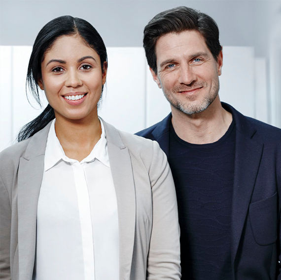 Male and female dentist in private clothes